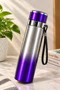 Purple gradient stainless steel water bottle with wrist strap