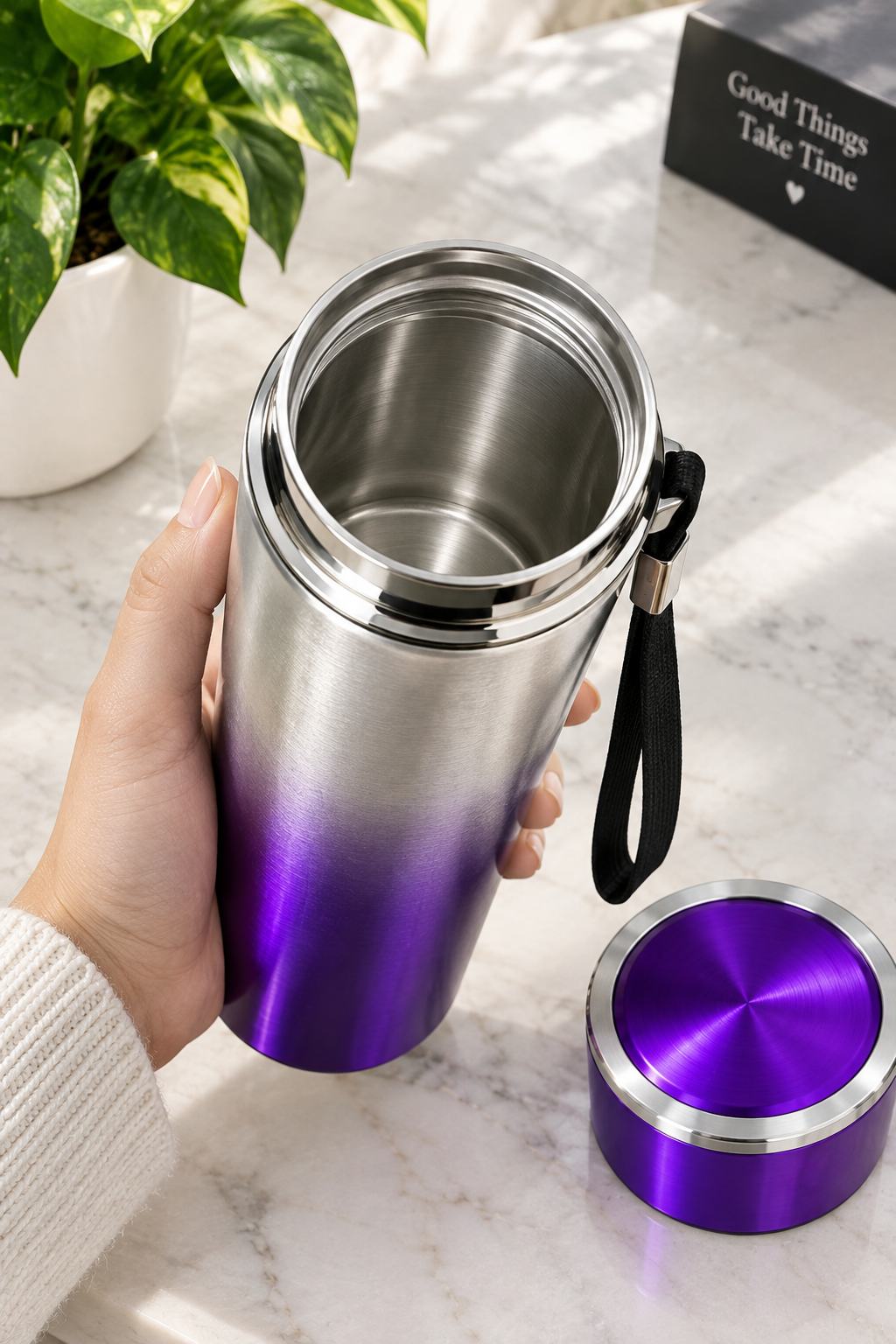 Purple Gradient Stainless Steel Water Bottle