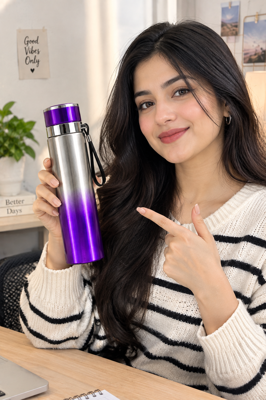 Purple Gradient Stainless Steel Water Bottle